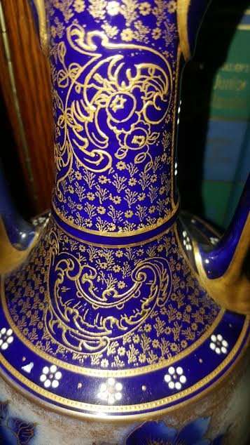 Extremely Rare 1892 (Henry) Doulton Burslem Royal Blue, Gold & White Large Vase - For Connoisseurs !