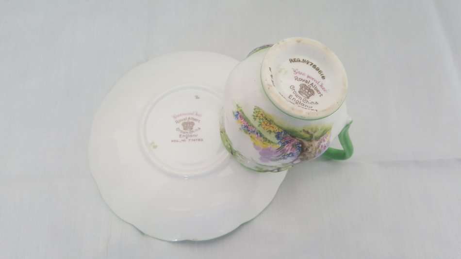 RARE ! Royal Albert 1930's Greenwood Tree Demitasse Duo ! Un-used 1st Quality