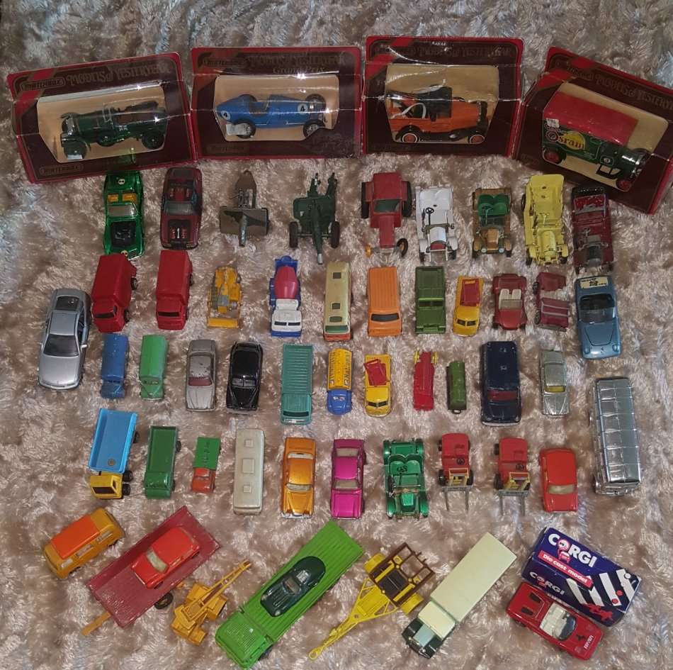 Massive lot of 55 Die Cast Models ALL MADE IN ENGLAND 1950's - 80's Corgi/Lesney/Husky/Matchbox