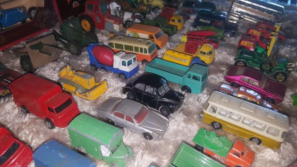 Massive lot of 55 Die Cast Models ALL MADE IN ENGLAND 1950's - 80's Corgi/Lesney/Husky/Matchbox