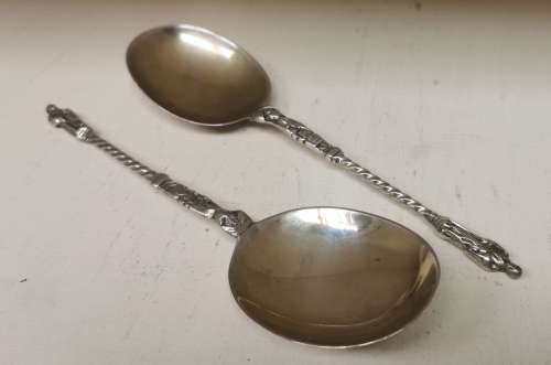 Pair of Silver Apostle Serving spoons