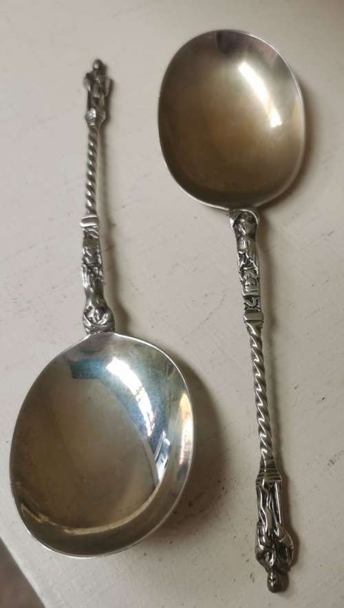 Pair of Silver Apostle Serving spoons