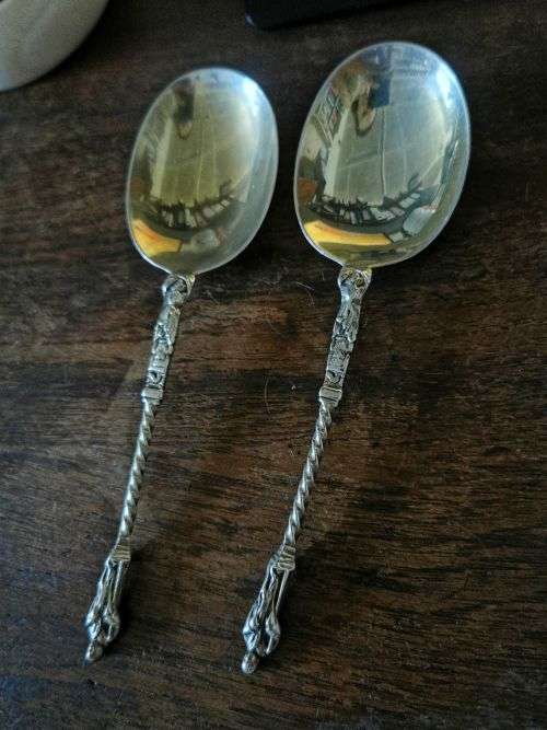 Pair of Silver Apostle Serving spoons
