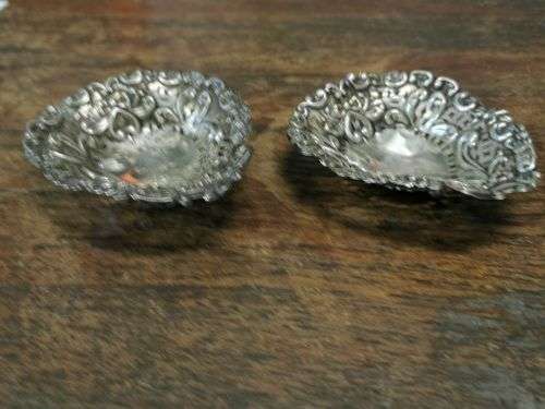 Pair of silver bon bon dishes