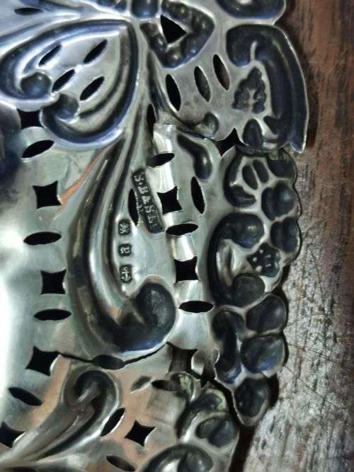 Pair of silver bon bon dishes