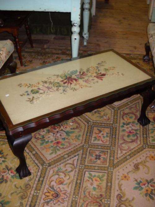 IMBUIA COFFEE TABLE WITH TAPESTRY INSERT