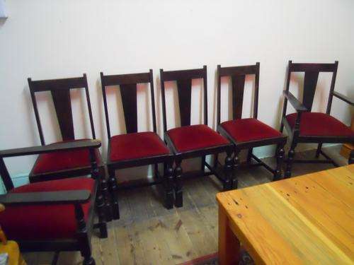 lovely set of old oak chairs stained dark