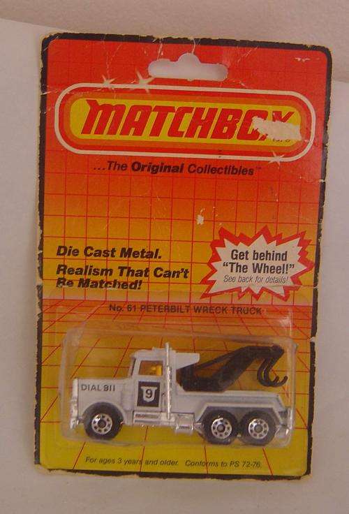 Matchbox Superfast 1980's Blister Pack - # 61 Peterbilt Wreck Truck (POLICE)- Mint on Card!!!!