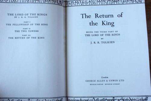 JRR Tolkien "The Lord of the Rings" (3 volumes, first edition, 15th impression)