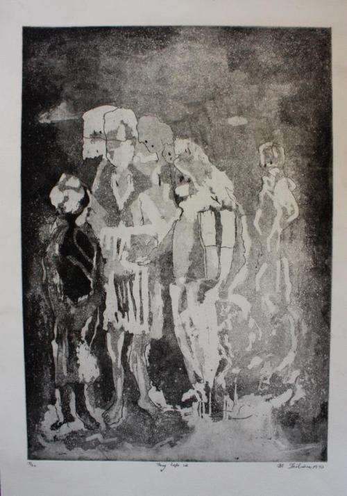 Cyprian Mpho Shilakoe (1946-1972) Etching - They left us