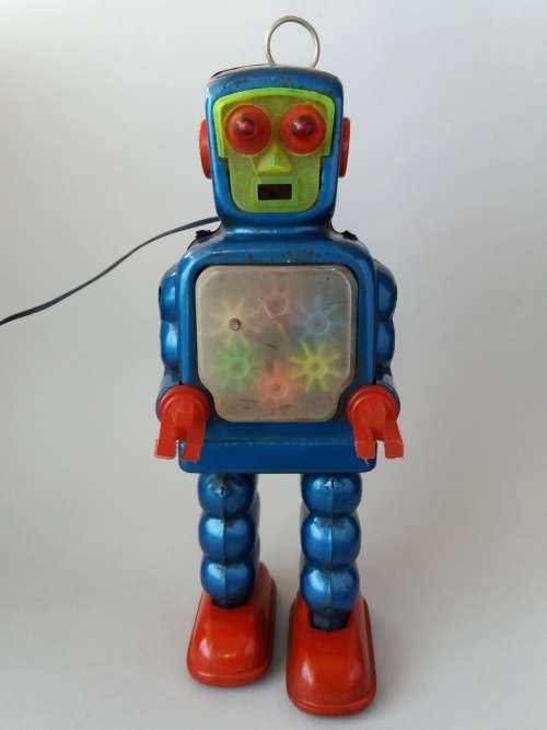 ICONIC! 1965 "Ko-Yoshiya" Hi-Wheel tin robot- in working order!