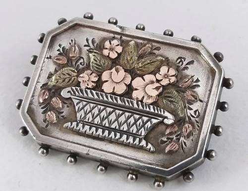 Victorian sterling silver and rose gold sweetheart brooch