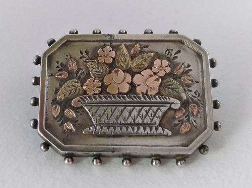 Victorian sterling silver and rose gold sweetheart brooch