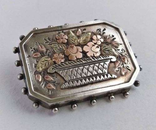 Victorian sterling silver and rose gold sweetheart brooch