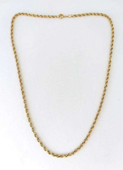 Vintage 9 carat gold rope chain