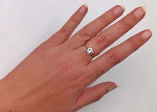 Tiffany style CZ solitaire ring (9ct gold)