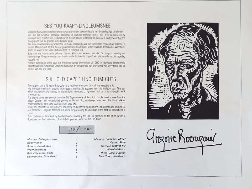 Set of 6 original folio of Gregoire Boonzaier linocuts