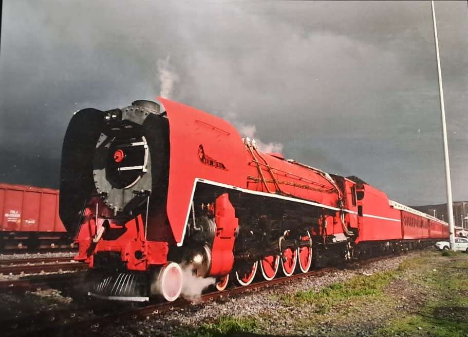 Trains - New Red Devil - MDF Wood Plaque - Wall Art - UV printed. 570mm x 432mm x 6mm