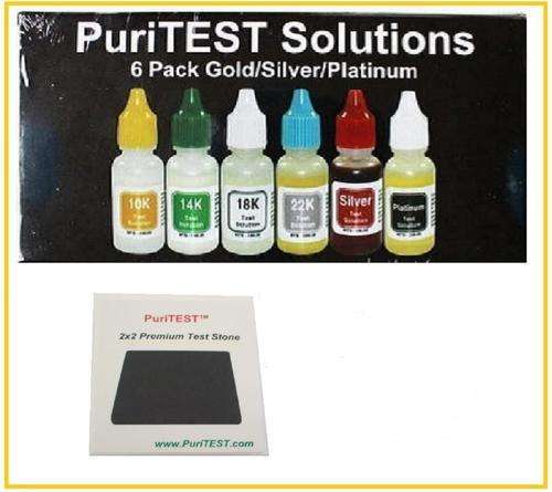 GOLD, SILVER & PLATINUM TESTING KIT 6 PACK SOLUTIONS