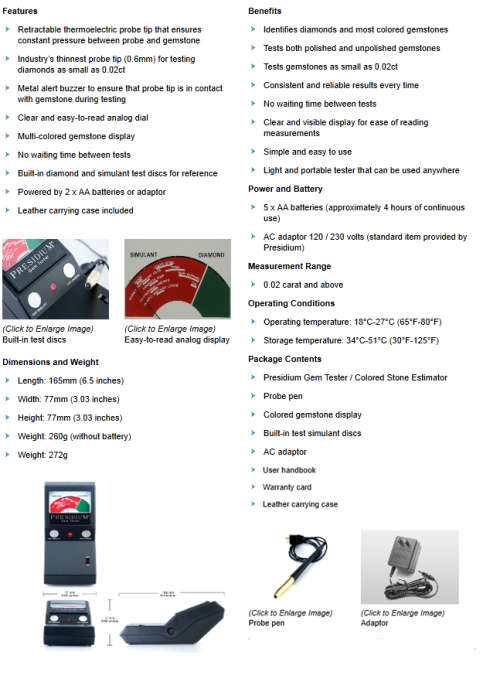 PRESIDIUM GEM TESTER-FOR GEMSTONES