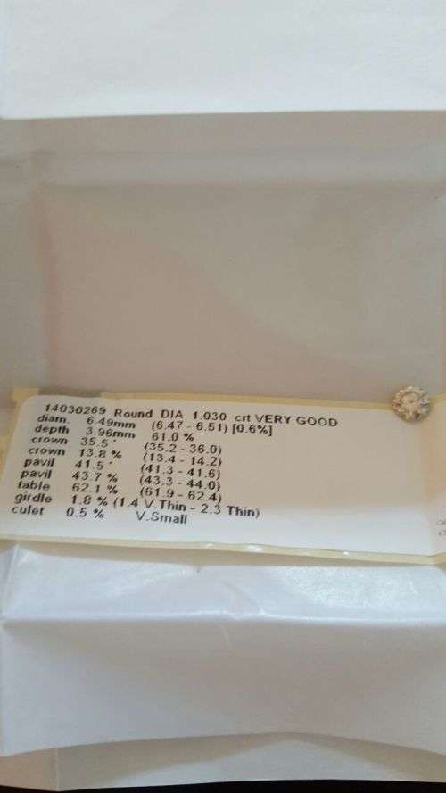 1.030Cts Round Certified Diamond