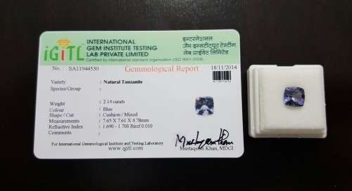 Tanzanite 2.14Cts .Cushion Cut 100% Natural
