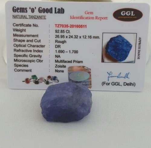 92.85Cts Rough Tanzanite 100% Natural
