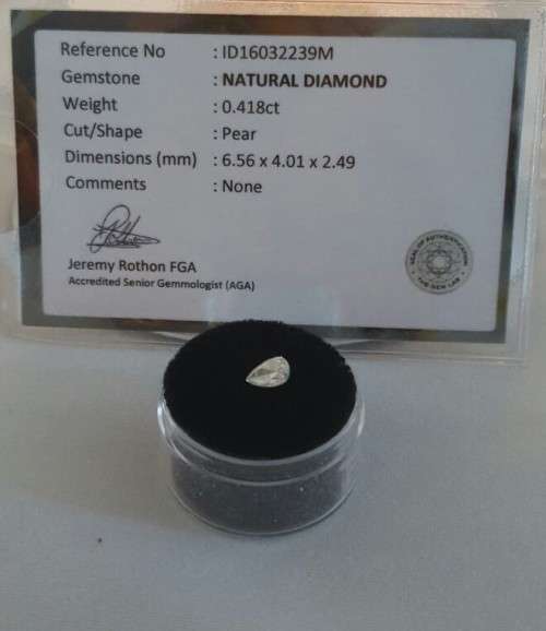 0.418Ct PEAR SHAPED NATURAL DIAMOND