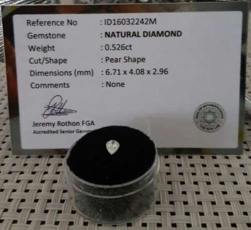 0.526Ct PEAR SHAPED NATURAL DIAMOND