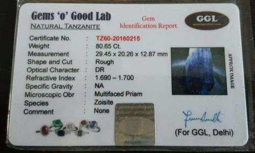 80.65Cts NATURAL VIOLET BLUE TANZANITE MAGNIFICENT UNTREATED SPECIMEN ROUGH