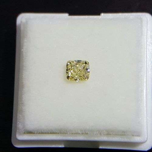 Certified 0.53 Fancy Yellow VVS2 Cushion  Natural Diamond