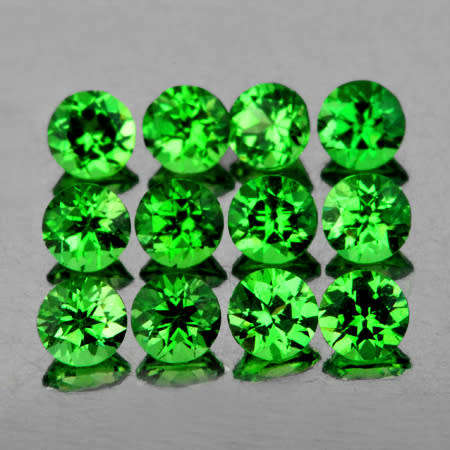 12pcs x Green Tsavorite Garnet Round Diamond Cut AAA Natural 2.70mm