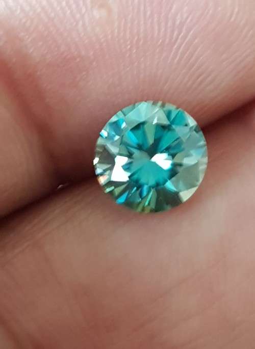 1.11ct Moissanite VVS1 Fancy Blue Round Brilliant Cut