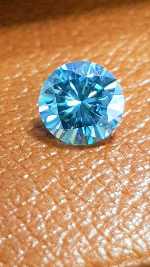 2.46ct Moissanite VVS2 Fancy Blue Round Brilliant Cut