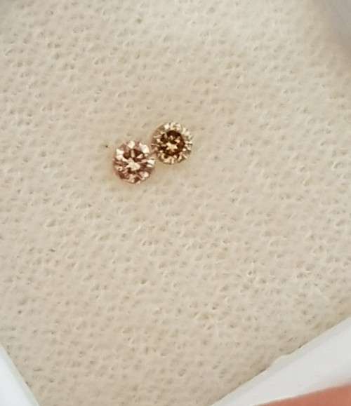 2pcs Pair Round Natural Champagne Diamond 2.10mm