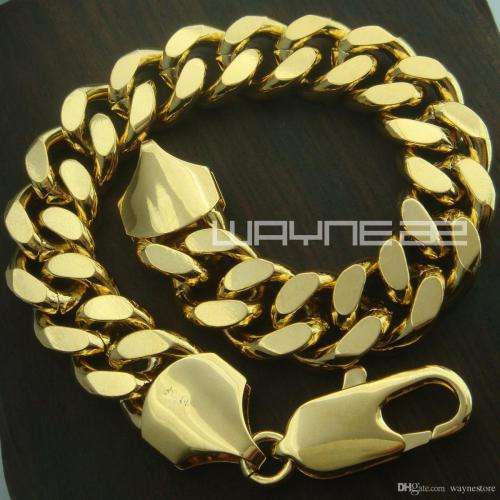 18ct  Gold Plated Curb Rings Link Chain Solid mens womens Bracelet