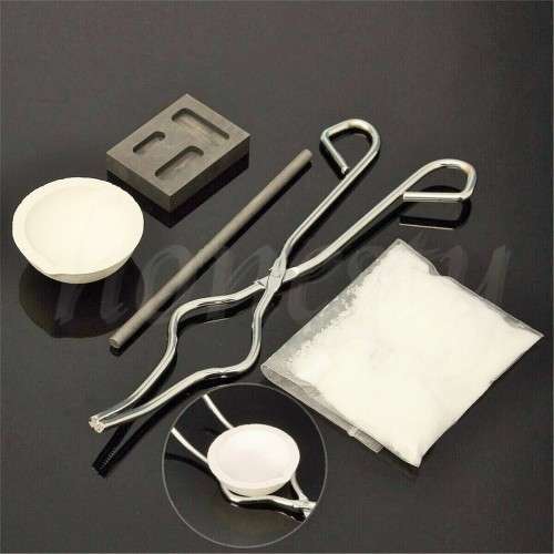 5pcs/Set Torch Melting Kit Gold & Silver Crucible Tong Rod Graphite Ingot Mold