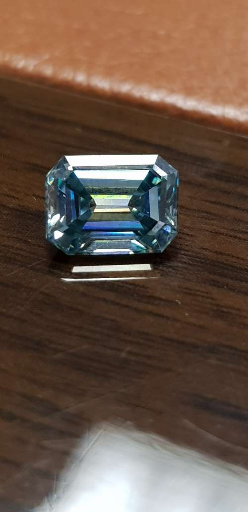 1.56cts VVS1  Blue Moissanite Excellent Emerald Cut