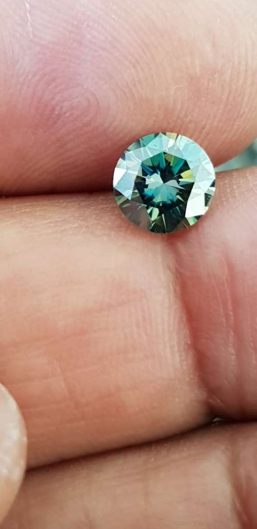 1.00ct S VVS1 Intense Green/Blue Round Excellent Cut Loose Moissanite