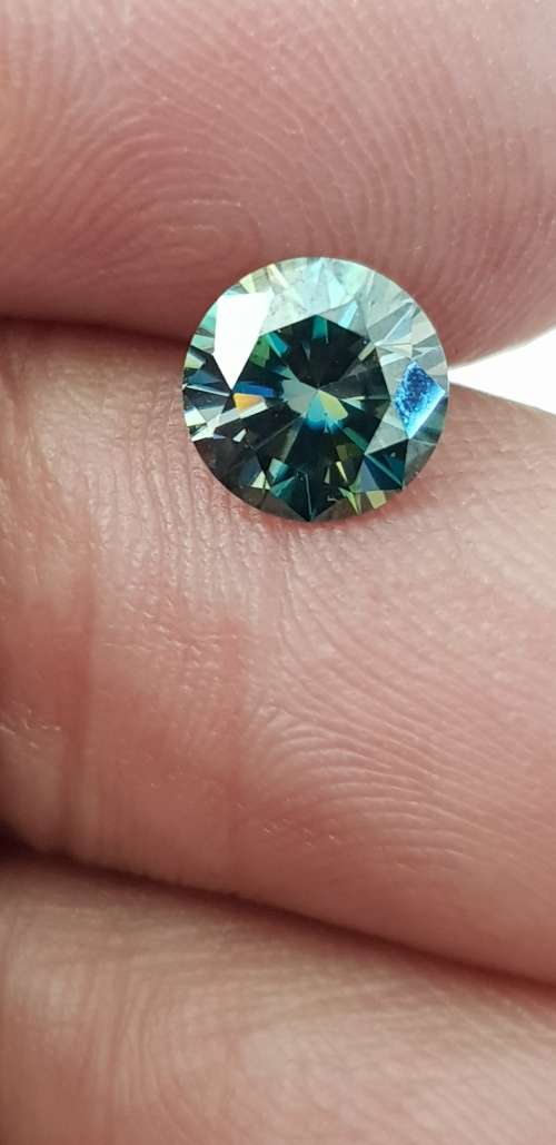 1.08ct S VVS1 Intense Green/Blue Round Excellent Cut Loose Moissanite