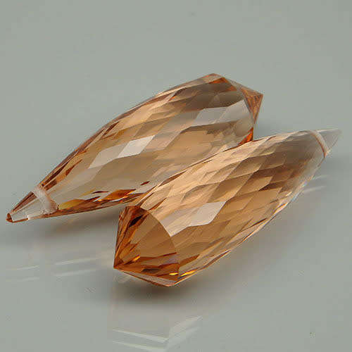 Peach Orange Morganite Briolette Drilled 45.6ct. Handsome Pair!!!