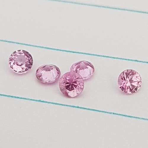 Round Diamond Cut 3 mm.Natural Pink Sapphire Madagascar 5Pcs/0.62Ct