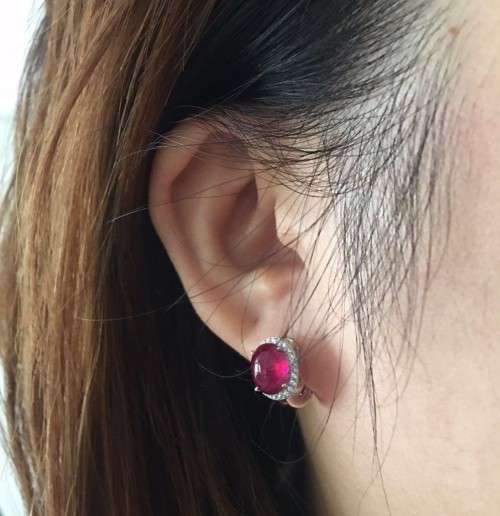 7.40Ct. Ruby Natural Oval Cabochon Pinkish Red Color Mozambique