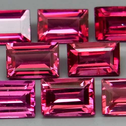 Baguette 6x4 mm.Ravishing Color Cherry Pink Rhodolite Garnet Africa 2Pcs/1.54Ct