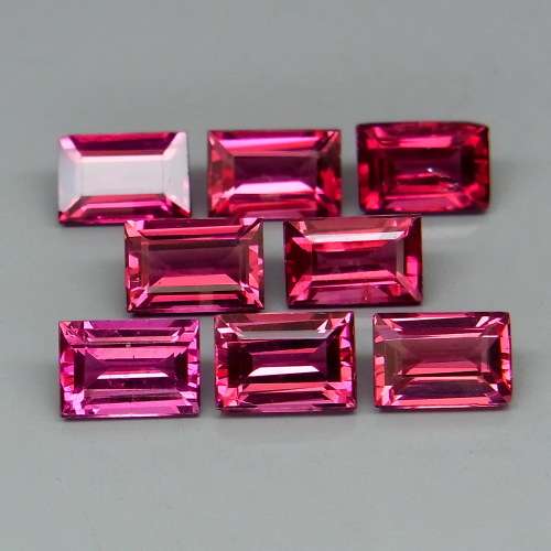 Baguette 6x4 mm.Ravishing Color Cherry Pink Rhodolite Garnet Africa 2Pcs/1.54Ct