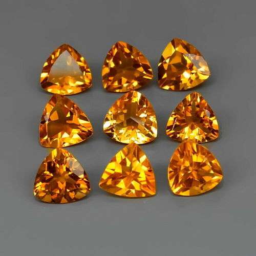 Natural Yellow Citrine Brazil 3Pcs/3.30Cts Trilliant 7 mm.Ravishing Color!