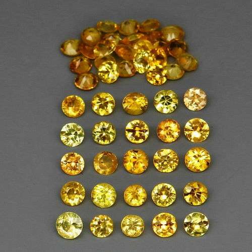 Round Diamond Cut 3 mm.Natural Yellow Sapphire Africa 2Pcs/0.26Ct.