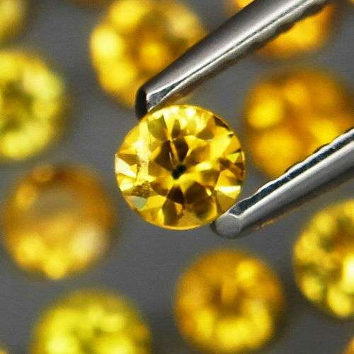Round Diamond Cut 3 mm.Natural Yellow Sapphire Africa 2Pcs/0.26Ct.