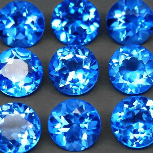 Natural Sweet Blue Topaz Brazil 2Pcs/1.24Ct Round 5 mm.Attractive Color!