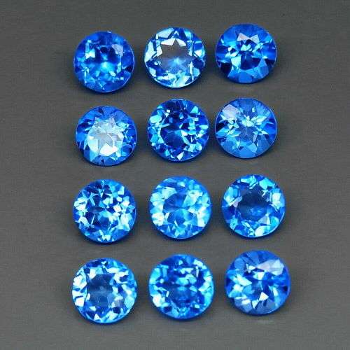 Natural Sweet Blue Topaz Brazil 2Pcs/1.24Ct Round 5 mm.Attractive Color!